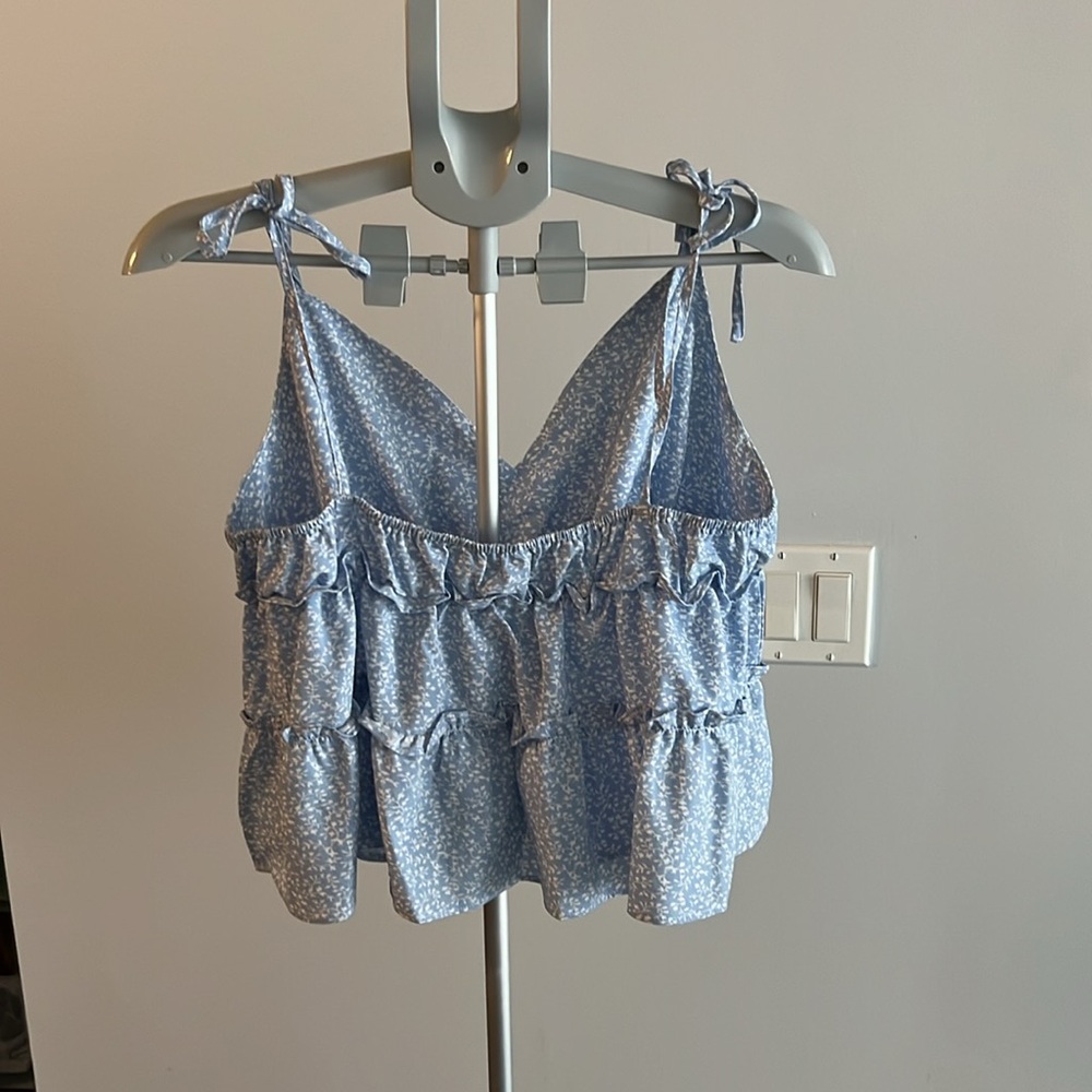 FLORAL TIED STRAP TIERED RUFFLE TANK TOP - Picture 2 of 4